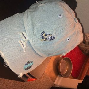 A blue rip hat